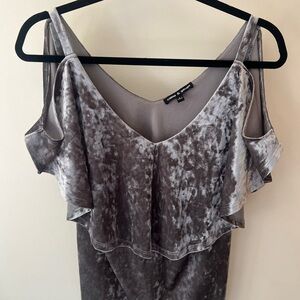 Cable & Gauge Silver Velvet Cold Shoulder Blouse